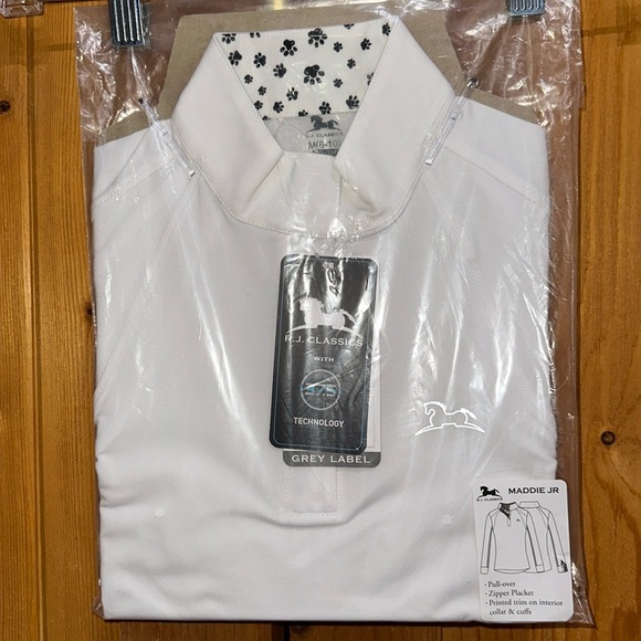 New Equestrian RJ Classics Maddie Jr Girls Show Shirt - size 8-10 - Picture 1 of 6